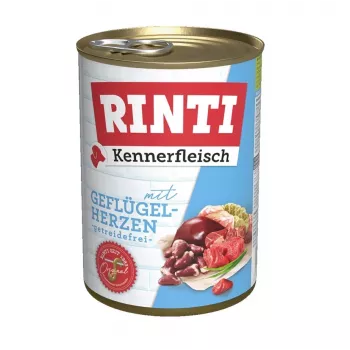 Šlapias šunų maistas RINTI Kennerfleisch Heart Poultry Adult 400 g, visavertis pašaras, 11 % baltymų, 8 % riebalų