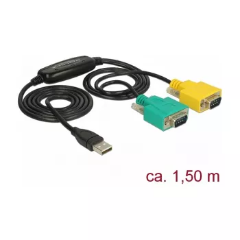 Serijinis kabelis DeLOCK 63466 USB Type-A DB-9 1,5 m juodas žalias geltonas