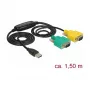Serijinis kabelis DeLOCK 63466 USB Type-A DB-9 1,5 m juodas žalias geltonas