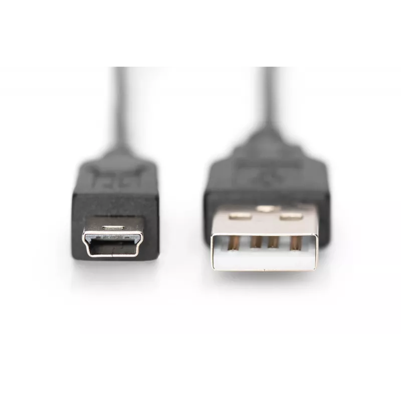 Assmann/Digitus USB 2.0 JUNGTIES KABELIS A-B USB 2.0 jungties kabelis, 480 Mbit/s, USB A - USB mini B, kištukas/kištukas, 1,8 m, juodas (AK-300130-018-S)