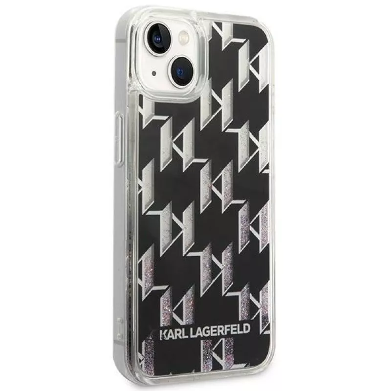 Karl Lagerfeld KLHCP14MLMNMK iPhone 14 Plus 6.7 kietas dėklas juodas / juodas Liquid Glitter Monogram