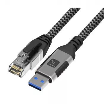 Techly ICOC U3A-RJ45-010 tinklo kabelis juoda, sidabrinė 1 m Cat6 F/UTP (FTP)
