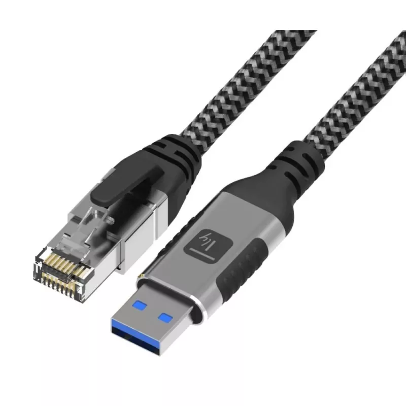 Techly ICOC U3A-RJ45-010 tinklo kabelis juoda, sidabrinė 1 m Cat6 F/UTP (FTP)