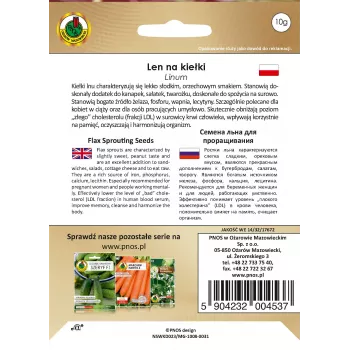 Dygstančios sėklos Apte Linai (Len) 10 g — valgomos linų sėklos daiginimui su riešutų skoniu