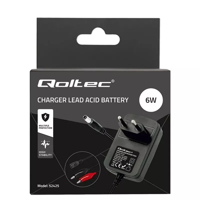 Baterijų įkroviklis QOLTEC Charger AGM GEL STD 6V 1A 6V švino-rūgštinėms baterijoms, AGM ir gelio