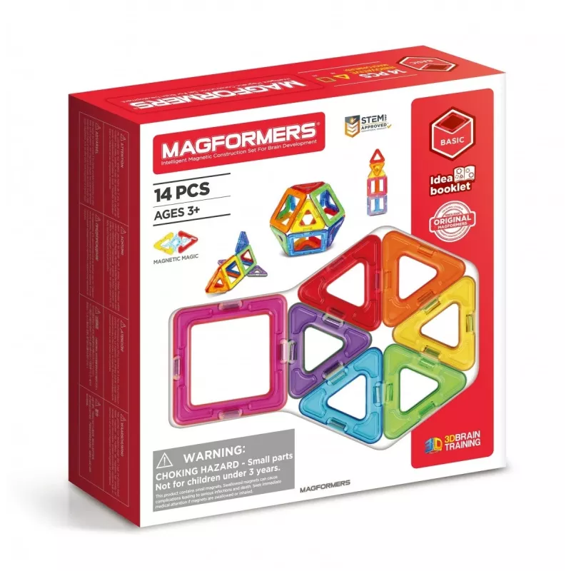 Magnetinis konstruktorius MAGFORMERS 14 dalių rinkinys — 14 magnetinių geometrinių kaladėlių