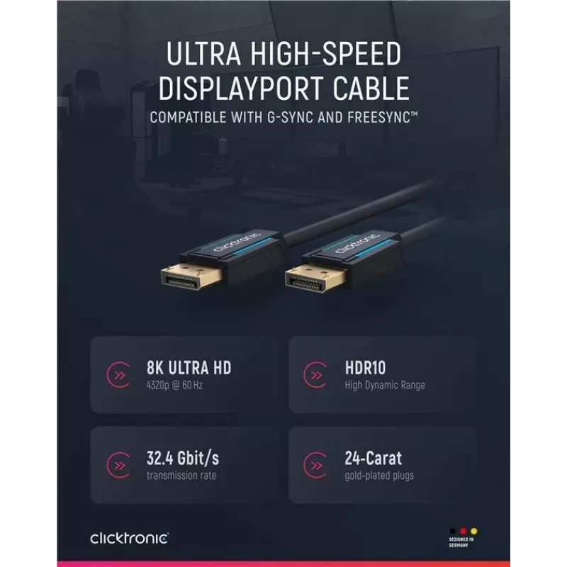 ClickTronic 40992 DisplayPort laidas 1 m juodas (40992)