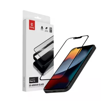 Grūdinto stiklo ekrano apsauga Crong, skirta iPhone 16e / 14 / 13 / 13 Pro — 3D pilna danga