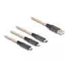 DeLOCK USB laidas, 1,2 m, USB 2.0, USB A - USB C / Micro-USB B / Lightning, permatomas