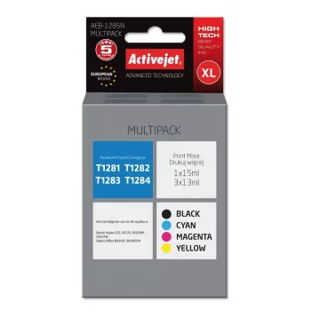 „Activejet AEB-1285N“ rašalas (pakaitalas „Epson T1281“, „T1282“, „T1283“, „T1284“; „Supreme“; 1 x 15 ml, 3 x 13 ml; juodas, purpurinis, žydras, geltonas)