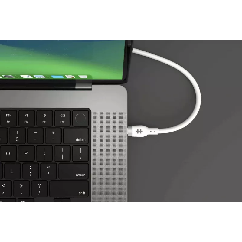 HYPER HyperJuice 240W Silikoninis USB-C į USB-C laidas (3 pėdos/1 m) - Baltas