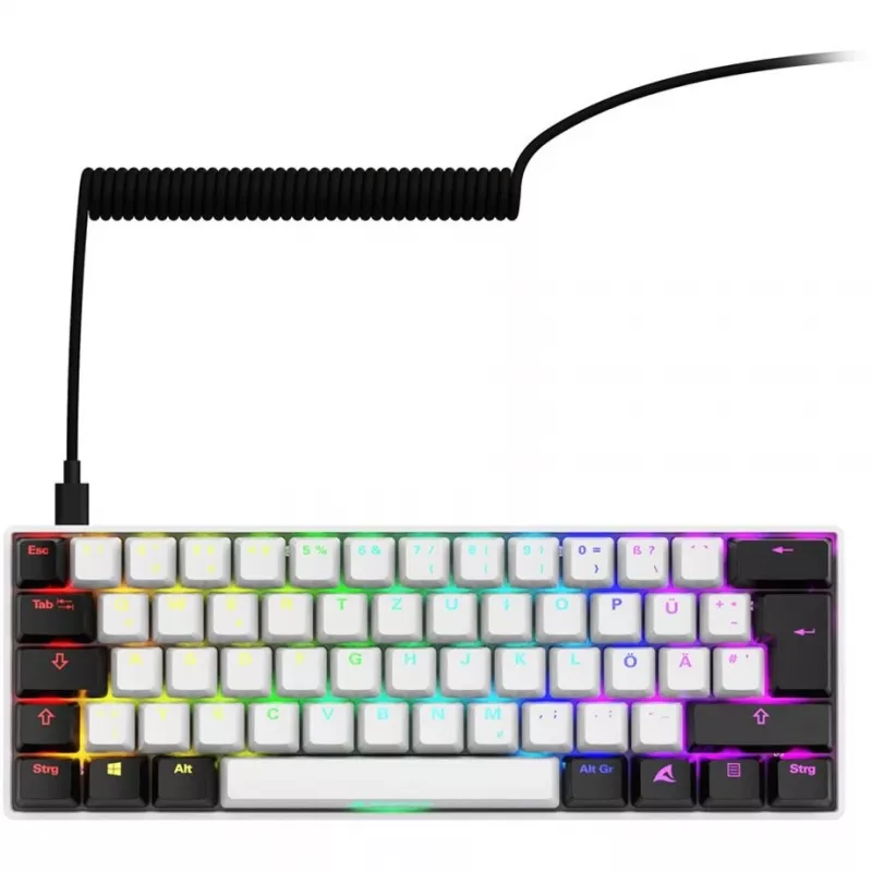 Sharkoon SGK50 S4 klaviatūra Namų USB QWERTZ Vokiečių Balta RGB LED 60%