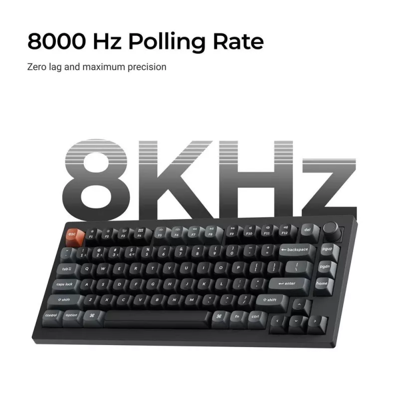 Mechaninė klaviatūra Keychron V1 Ultra 8K — 75% formato, QWERTY, Bluetooth, RGB, juoda