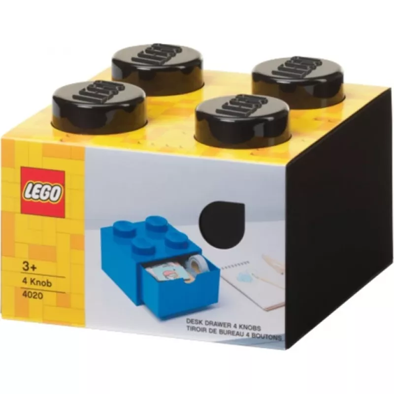LEGO stalo stalčius 4, juoda laikymo dėžutė, su kaištukais