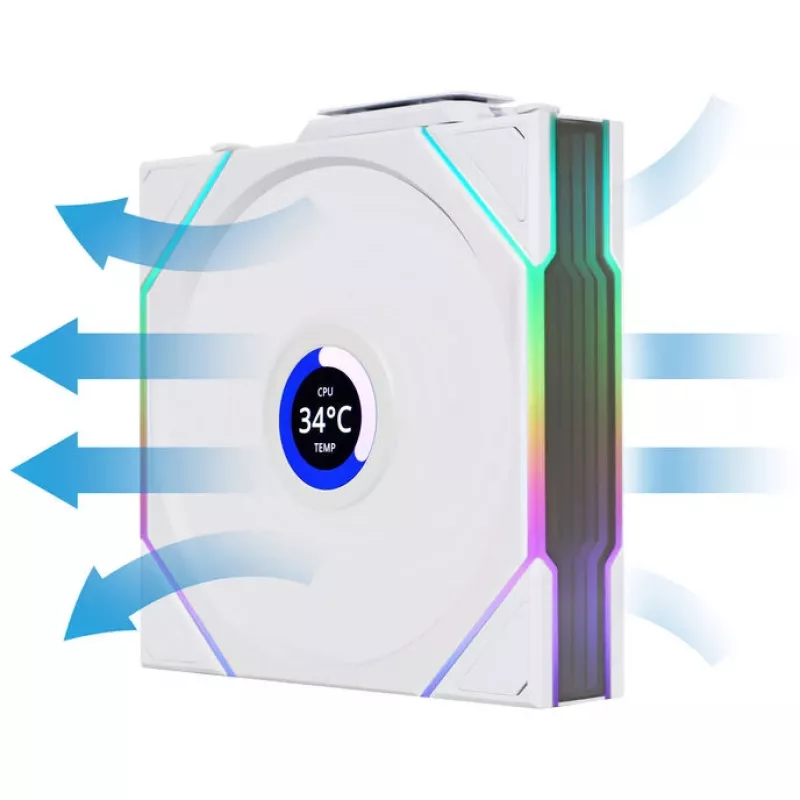 120mm ARGB PWM belaidis LCD korpuso ventiliatorius Lian Li UNI FAN TL su LCD ekranu