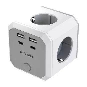BlitzWolf BW-EC2 8 viename maitinimo kubas (4xAC / 2 x USB-A / 2 x USB-C)