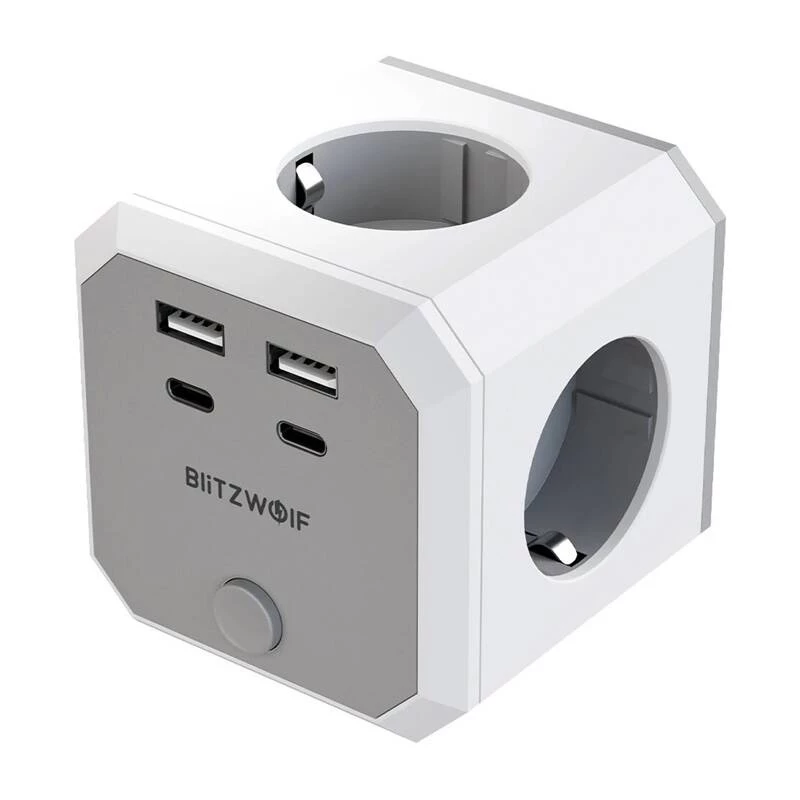 BlitzWolf BW-EC2 8 viename maitinimo kubas (4xAC / 2 x USB-A / 2 x USB-C)