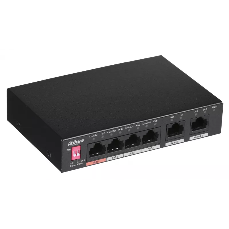 Dahua Technology PFS3006-4ET-60 nevaldomas L2 Fast Ethernet (10/100) Power over Ethernet (PoE) juodas