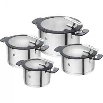 ZWILLING SIMPLIFY 66870-004-0 puodų rinkinys iš nerūdijančio plieno 4 vnt. Sidabrinė, juoda