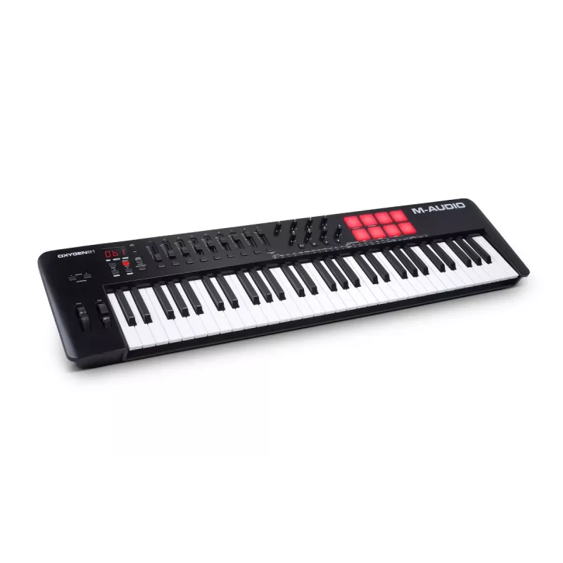 MIDI klaviatūra M-Audio Oxygen 61 MKV – 61 klavišų USB valdiklis su 16 pad'ų, 8 rankenėlėmis, ekranu, pitch bend (juoda)