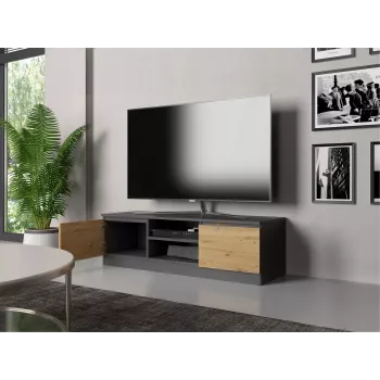 TV staliukas Top e Shop RTV 120 ANTR/ARTIS — 1200×400×360 mm, antracito spalvos viršus ir rėmas, medienos drožlių plokštė, 2 lentynos