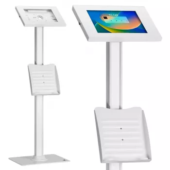 Tabletės grindų stovas MACLEAN MC-476W reguliuojamo aukščio, universalus suderinamumas planšetėms