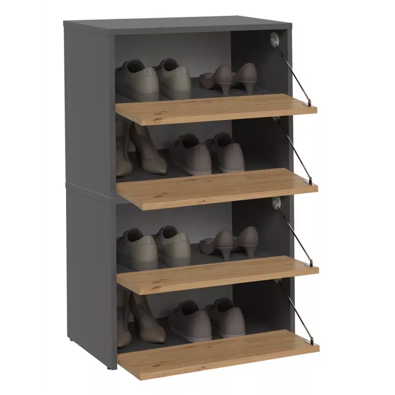 Closed shoe organizer Top e Shop MODO X2 ANT/ART — Anthracite and Oak, 600×880×360 mm, particle board