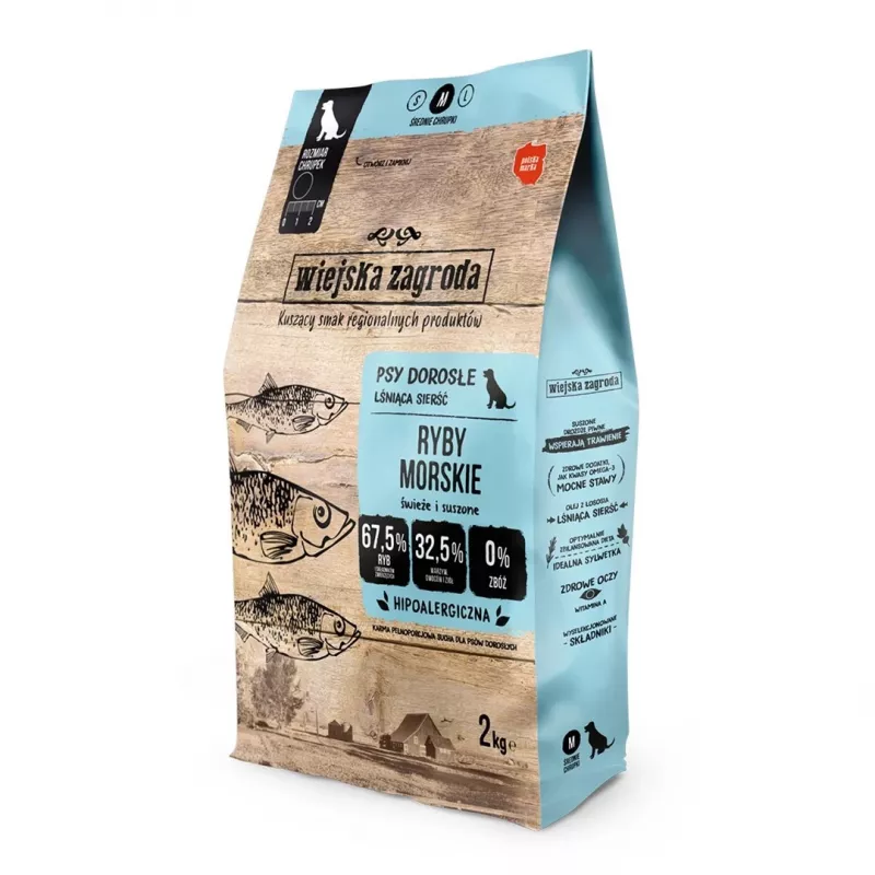 WIEJSKA ZAGRODA Marine Fish M – sausas šunų ėdalas – 2 kg
