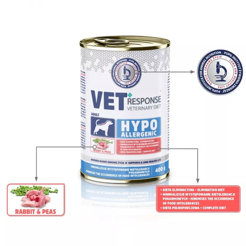 VET RESPONSE Hypoallergenic Rabbit - šlapias šunų maistas - 400 g