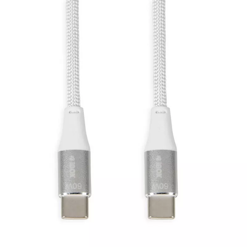 USB-C į USB-C kabelis IBOX IKUTC1W 1 m, USB 2.0, 3 A, baltas, tekstilės apvalkalas