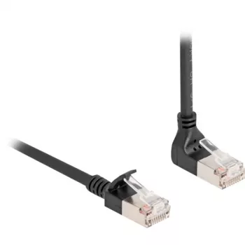 DeLOCK RJ45 tinklo kabelis Cat.6A S/FTP Plonas 90° į viršų kampuotas 1 m juodas