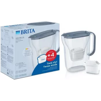 BRITA vandens filtro ąsotis Style Essential grafitas su 4 MAXTRA Pro filtrais, 2,4 L talpa, 1,4 L filtruoto vandens
