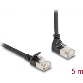 Tinklo kabelis DeLOCK RJ45 Cat.6A 5 m juodas 90° kampuotas