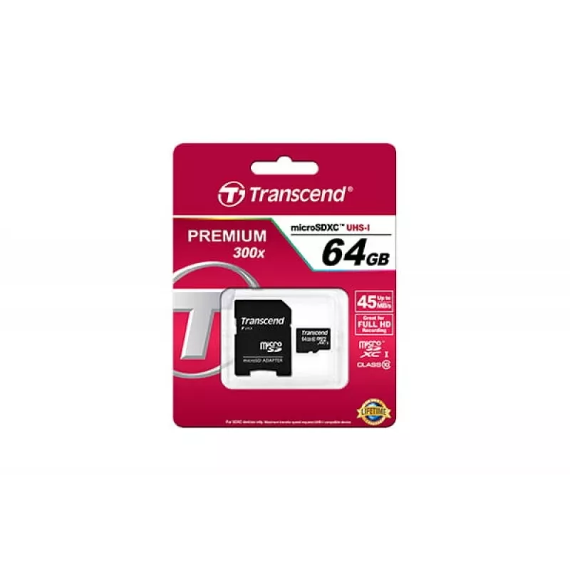 „Flash Memory Transcend“ 64 GB „microSDXC Class 10 Adapter“