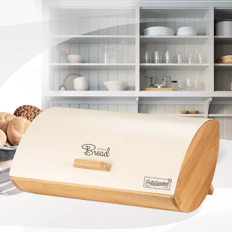 Maestro MR-1775-IVORY duonos dėžutė Kita Dramblio kaulo spalva, Mediena Bambukas, Metalas