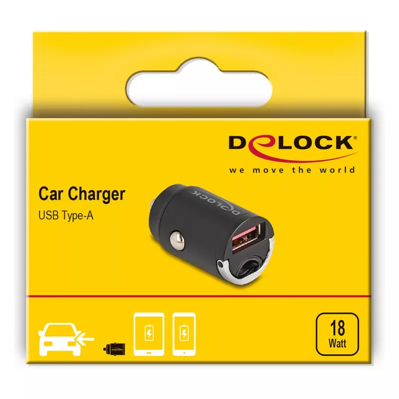“DeLOCK 64277” universalus automobilinis įkroviklis, juodas, cigarečių žiebtuvėlio lizdui, greitasis įkrovimas