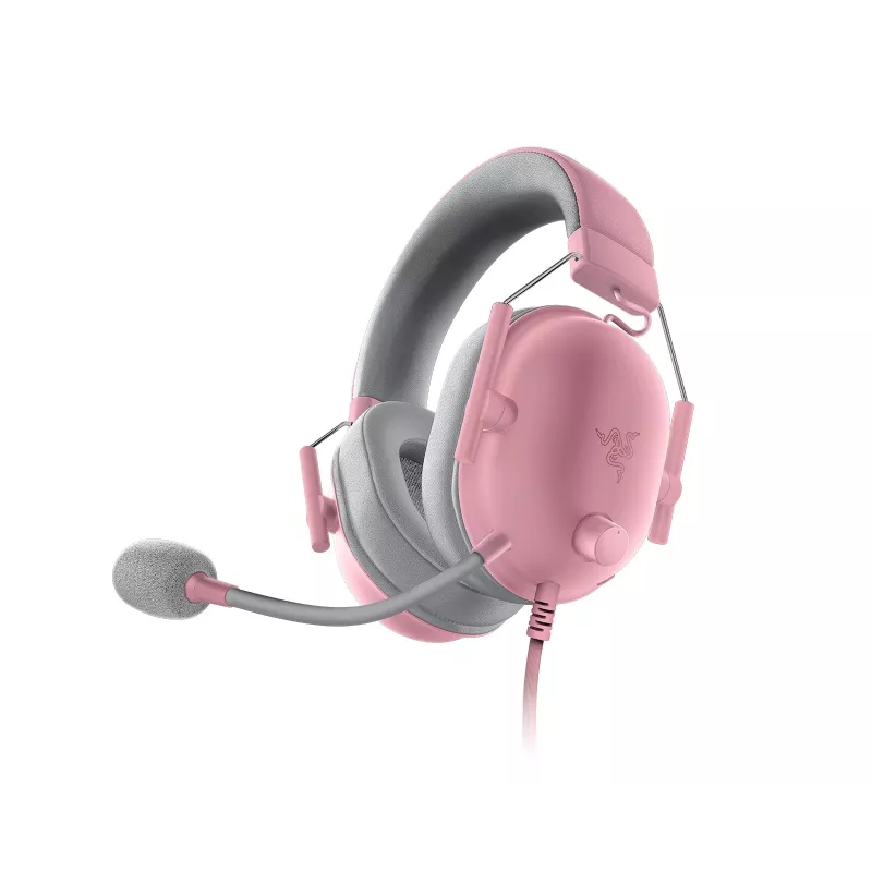 Headset Razer Juodashark V2 X laidinės binauralinės žaidimų ausinės, 3.5mm, virtualus 7.1, 32Ω, putplasčio ausų pagalvėlės, rožinė