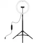 LED žiedinė lemputė 30 cm su trikoju stovu iki 1,65 m ir telefono laikikliu, USB