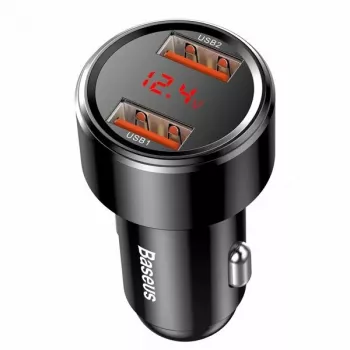 Automobilinis USB greitasis įkroviklis Baseus CCMLC20A-01 – išmaniesiems telefonams, įvestis 12–24 V, išvestis iki 20 V, juoda