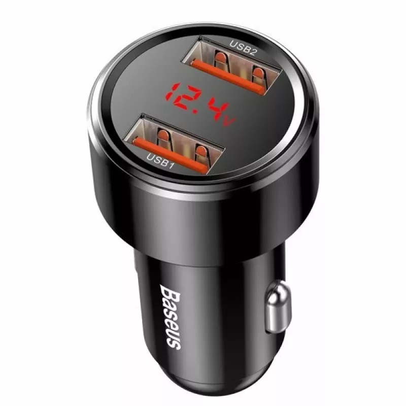 Automobilinis USB greitasis įkroviklis Baseus CCMLC20A-01 – išmaniesiems telefonams, įvestis 12–24 V, išvestis iki 20 V, juoda