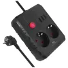 Kištukinis lizdas MACLEAN MCE388 B — 2 kintamosios srovės lizdai, 3×USB A, 110–120V 50/60Hz, 2500W, 3 m laidas, juodas
