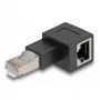 DeLOCK RJ45 kištuko prie RJ45 lizdo adapteris Cat.6A 90° į kairę pasuktas juodas