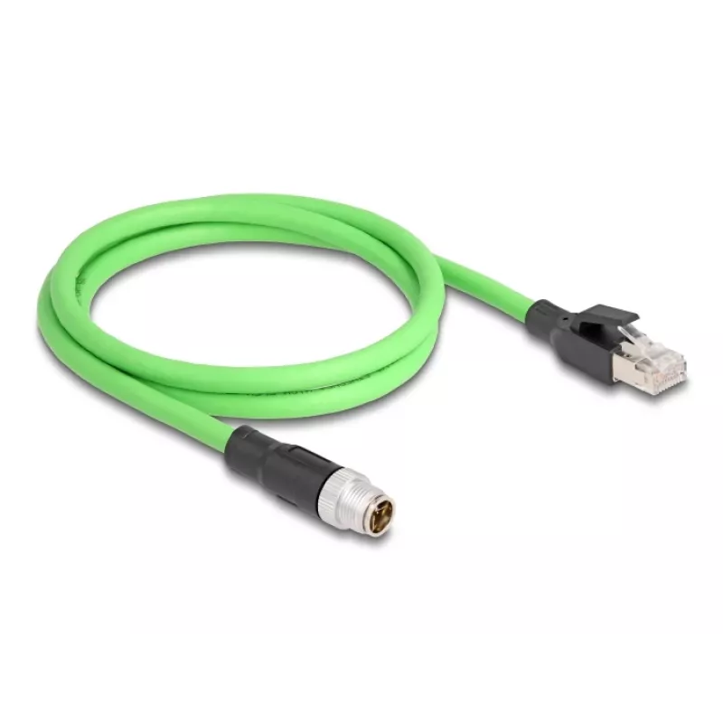 DeLOCK M12 kabelis X koduotas 8 kontaktų kištukas į RJ45 kištuką PUR (TPU) 1 m