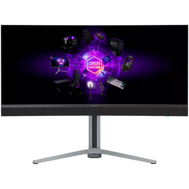 LORGAR 34MP1, UWQHD MiniLED Gaming Monitor Pro, 34'' (3440*1440) VA lenktas monitorius, juoda/pieniškai pilka