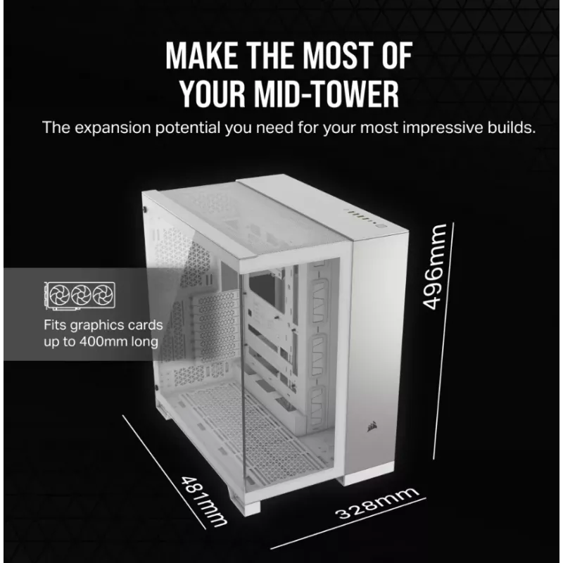 Corsair CC-9011285-WW kompiuterio korpusas Midi Tower Pilka, Balta