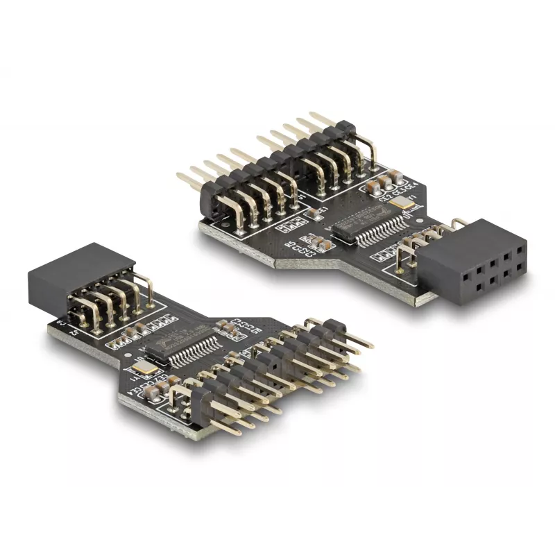 DeLOCK 60045 kabelio lyties keitiklis 9 kontaktų USB 2.0 2 x 9 kontaktų antraštė Juoda