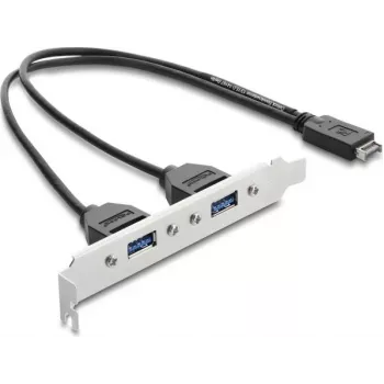 DELOCK USB Typ-E Key A ST į 2× USB-A 5 Gbps adapteris su laikikliu (modelis 67345)