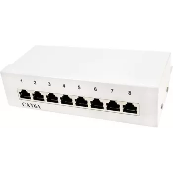 LogiLink Patch Panel Desktop - Pataisų skydelis - montuojamas ant sienos - RJ-45 X 8 - Šviesiai pilka, RAL 7035