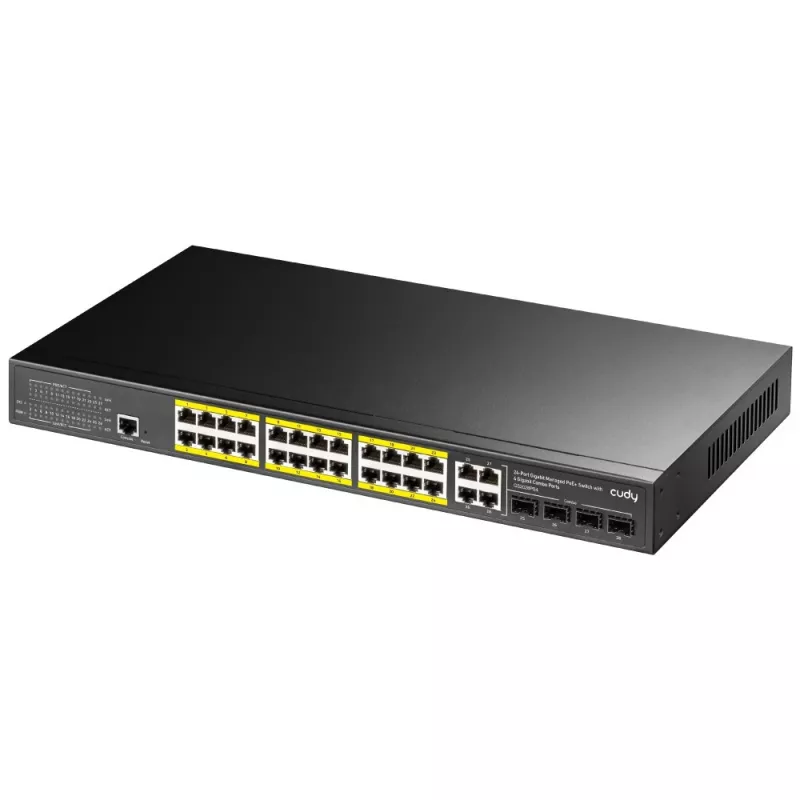 Valdomas komutatorius Cudy GS2028PS4 L2 Gigabit Ethernet 24 prievadai PoE 1U juodas