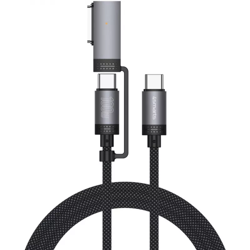 USB laidas 4smarts ComboCord 2m USB C USB C/MagSafe 3 juoda pilka